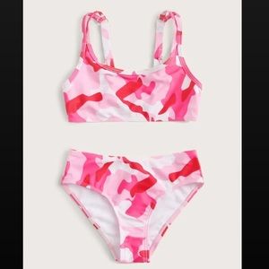 kids pink camo shein bikini - large